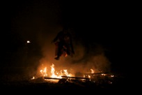 jumping over the fire